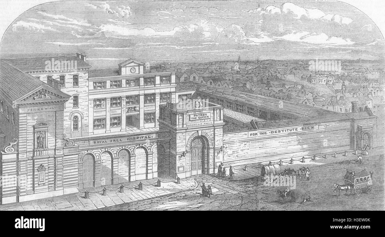 Londres Royal Free Hospital, Grays Inn Road 1856. Illustrated Times Banque D'Images