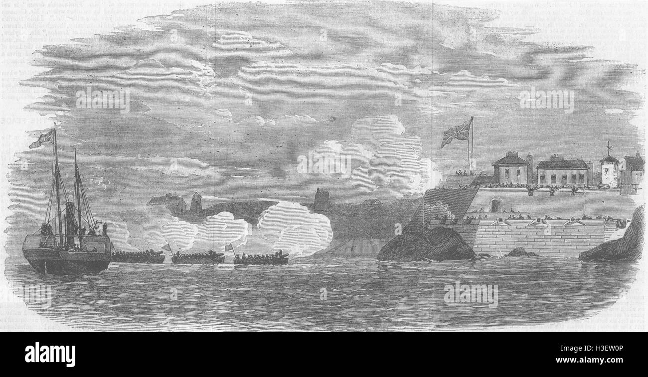 L'IRLANDE, fort des exercices navals, Duncannon Suir 1856. Illustrated Times Banque D'Images