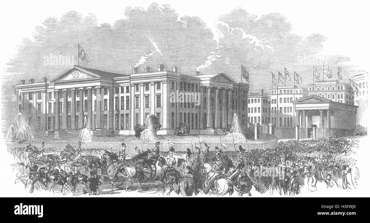 LANCS Royal parade en passant, de l'hôpital Manchester 1851. Illustrated London News Banque D'Images