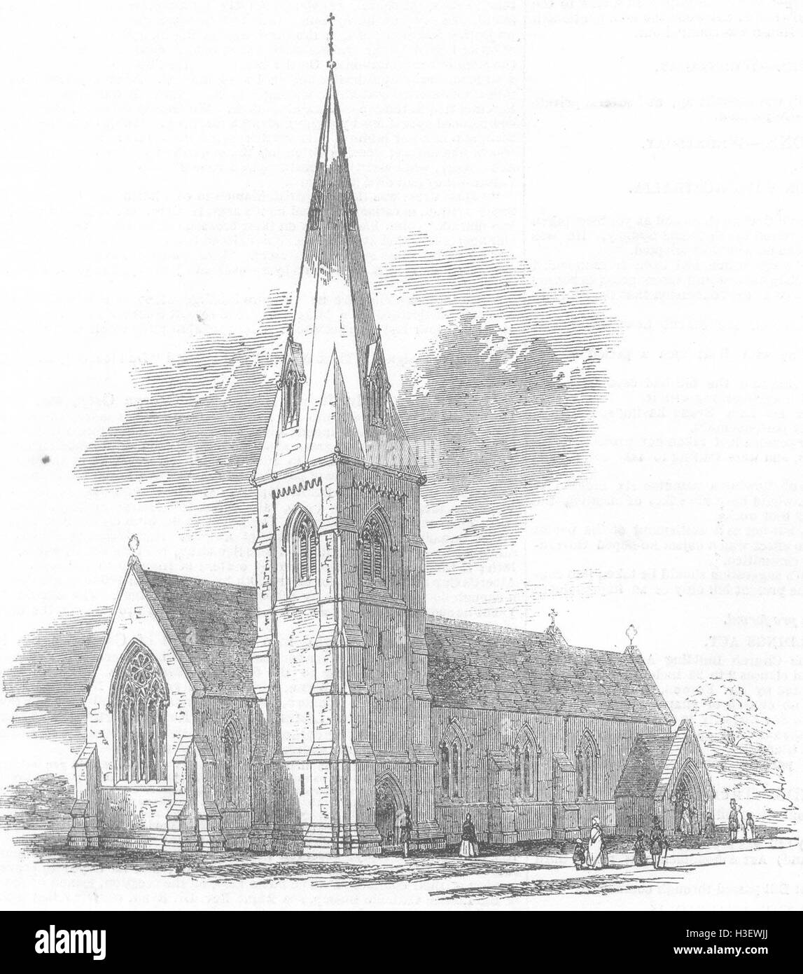Christ Church de Londres, Kensington, Victoria-Road 1851. Illustrated London News Banque D'Images