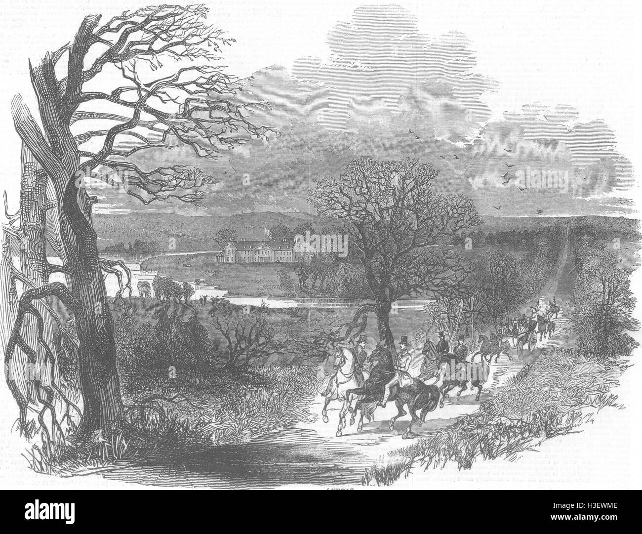 HANTS Strathfieldsaye, siège du Duc de Wellington en 1845. Illustrated London News Banque D'Images
