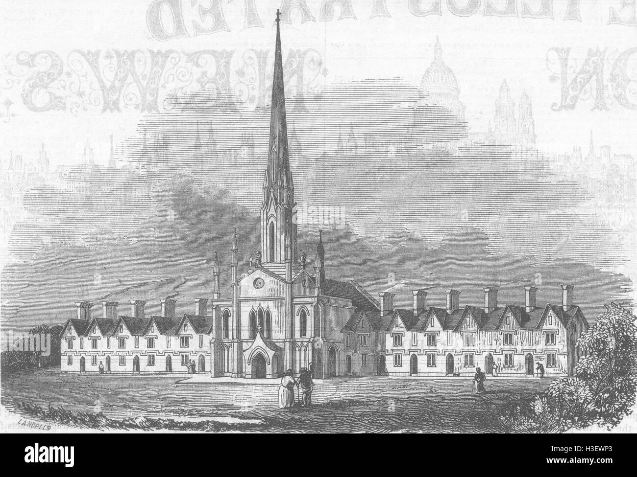New Kent Alms-maisons à Northfleet 1844. Illustrated London News Banque D'Images