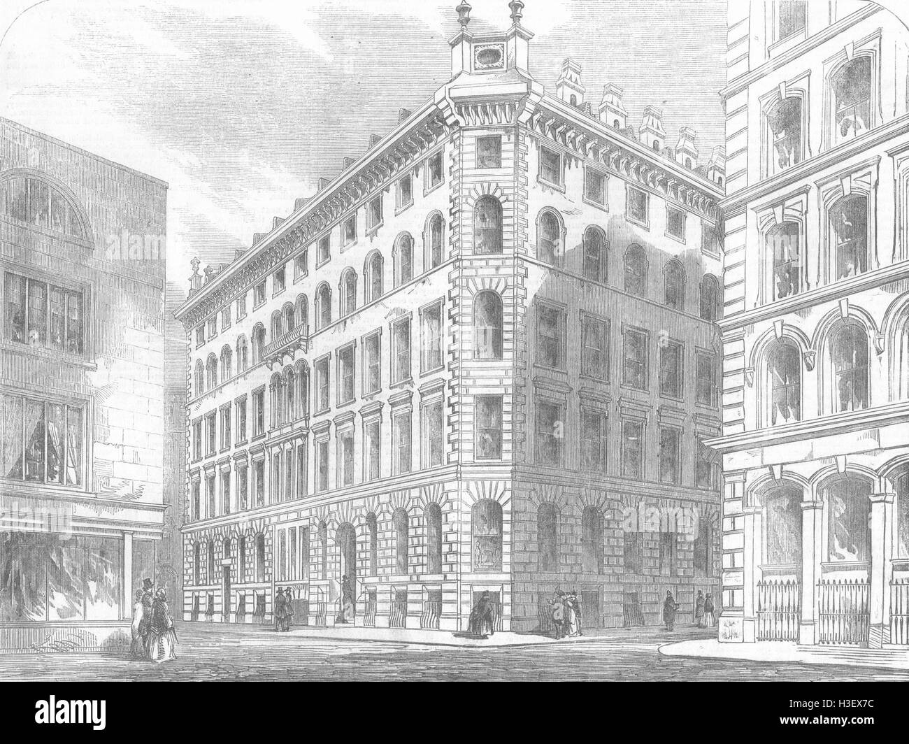 LONDON London St Architecture-Cannon St West 1856. Illustrated London News Banque D'Images