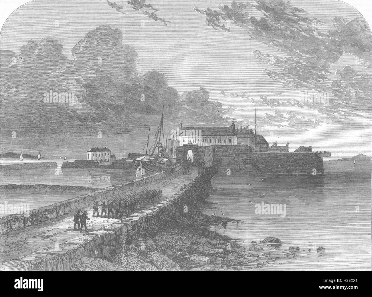 L'IRLANDE Fenians Pigeon-House Fort, la baie de Dublin 1866. Illustrated London News Banque D'Images