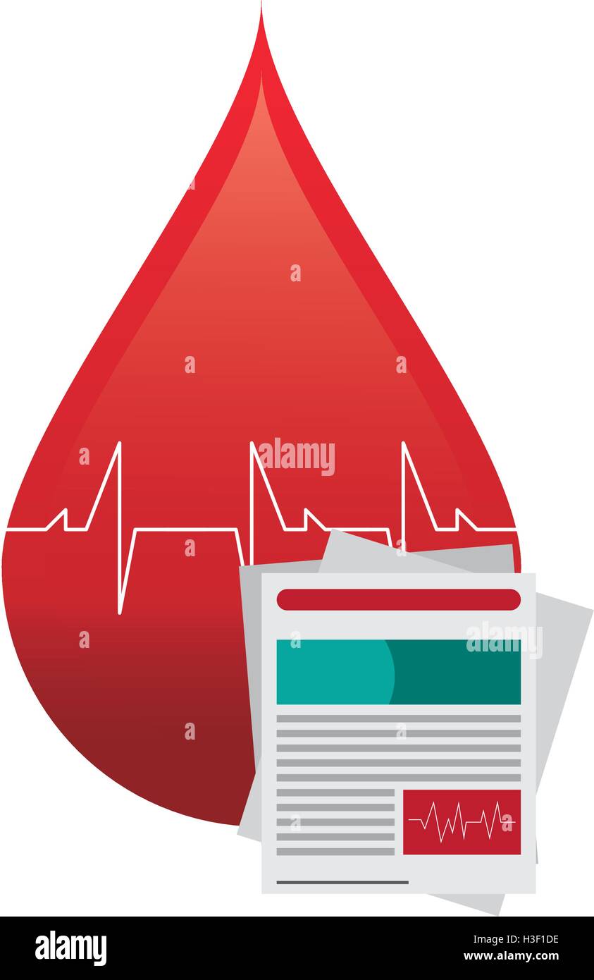 D'une goutte de sang et l'icône de l'histoire médicale cardiogramme Illustration de Vecteur