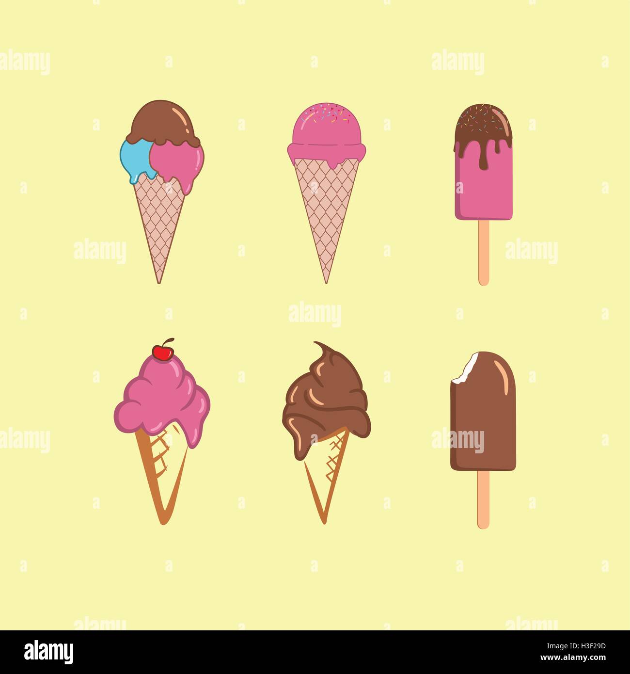 Jeu de glaces et les popsicles Vector Illustration Illustration de Vecteur