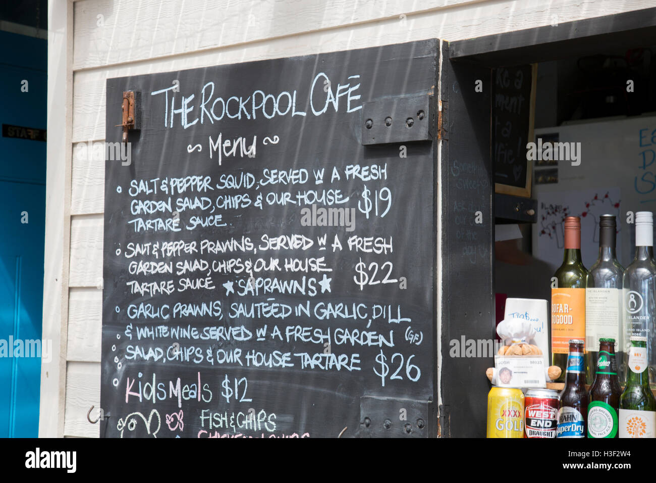 Au Rockpool Menu cafe à Stokes Bay,Kangaroo Island, Australie du Sud Banque D'Images