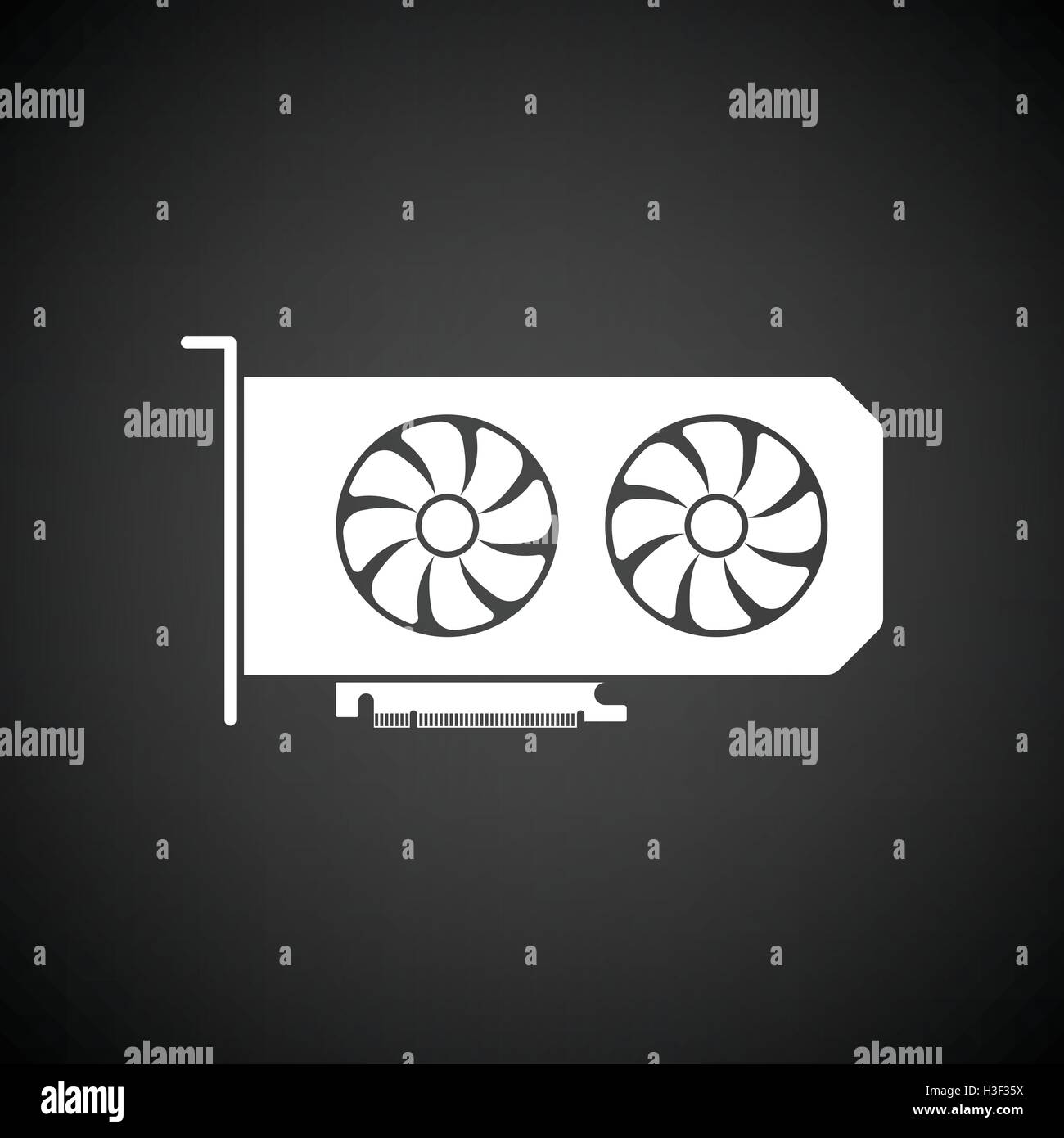 L'icône de GPU. Fond noir avec blanc. Vector illustration. Illustration de Vecteur