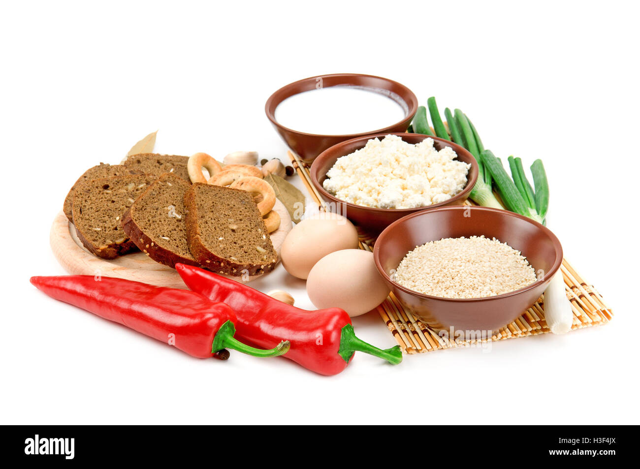 Collection de produits naturel isolé sur fond blanc Banque D'Images