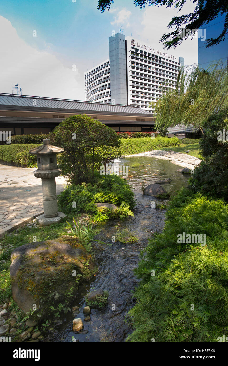 Singapour, l'hôtel Pan Pacific, jardin japonais Keyaki Banque D'Images