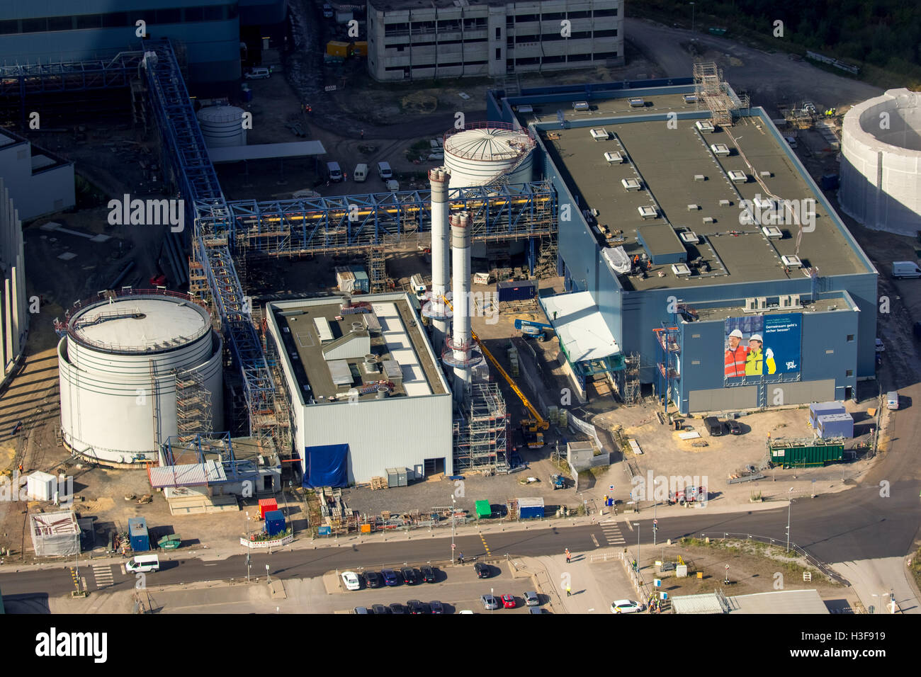 Vue aérienne, Uniper anciennement charbon EON EON4, canal Dortmund-Ems, gel de construction, l'énergie fossile, Datteln, Ruhr, Banque D'Images