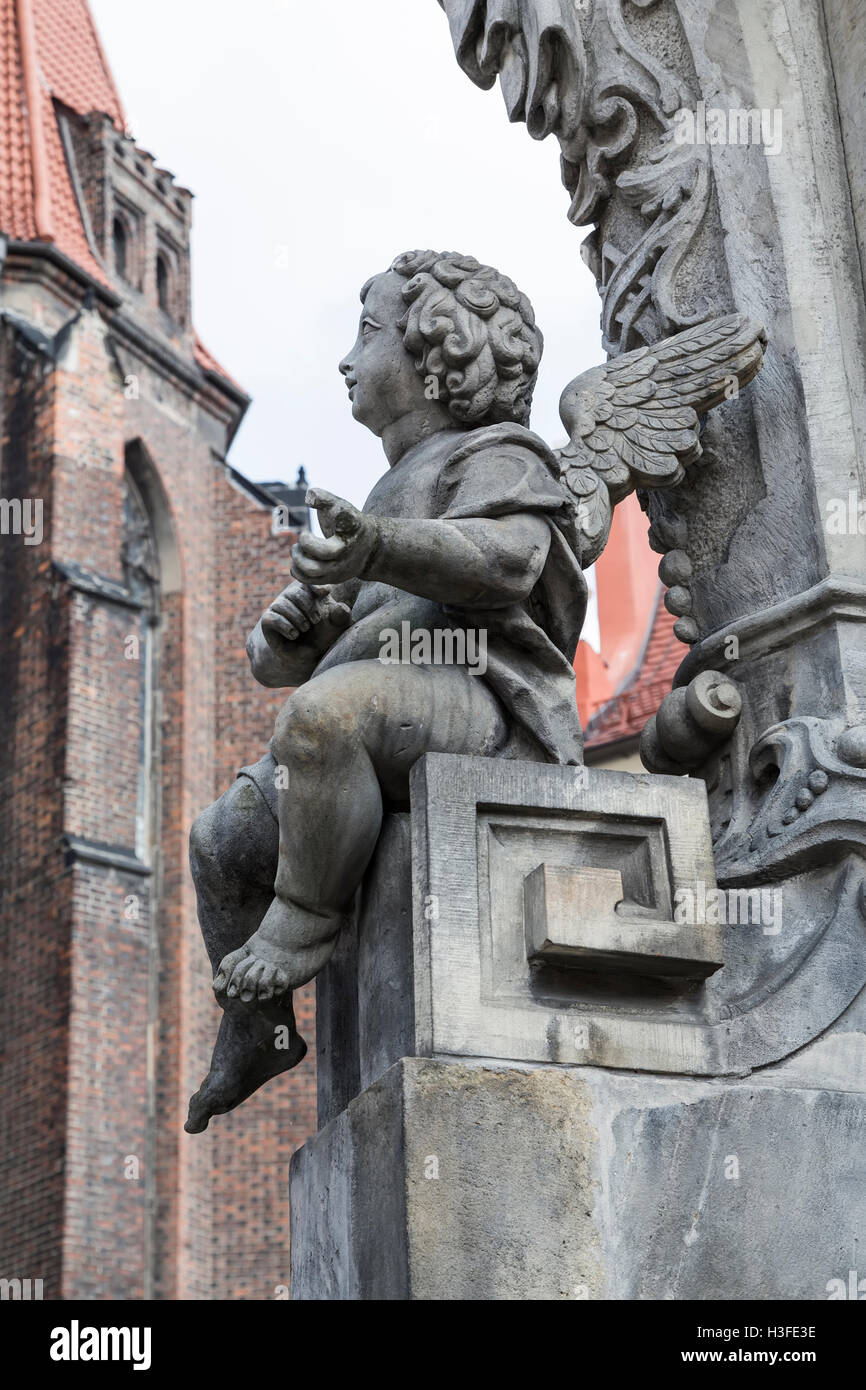 Ange sur le monument de saint Jean Népomucène. Wroclaw. Pologne Banque D'Images
