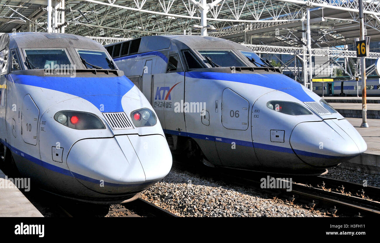 En train d'Alstom gare KTX Séoul Corée du Sud Asie Banque D'Images
