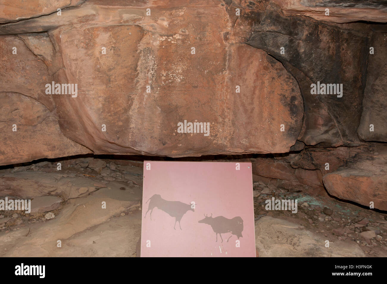 Peintures rupestres préhistoriques - Albarracin - Espagne Banque D'Images