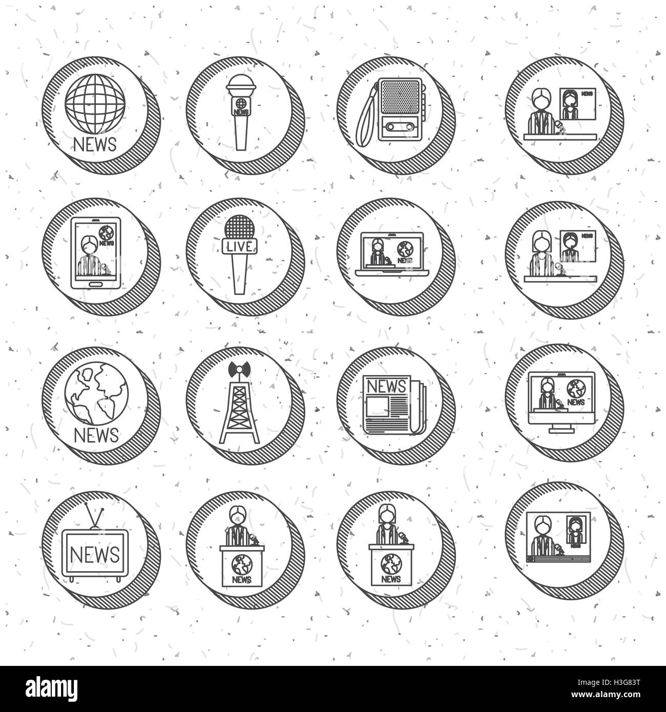 News et media design icon set Illustration de Vecteur