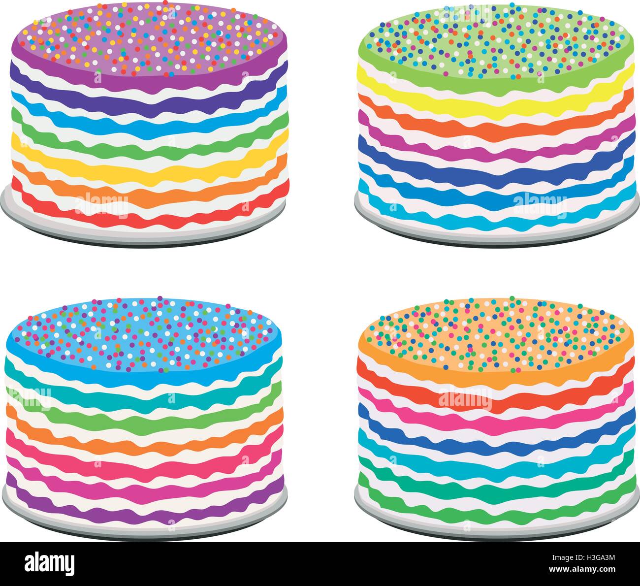 Vector set de gâteaux arc-en-ciel colorés Illustration de Vecteur