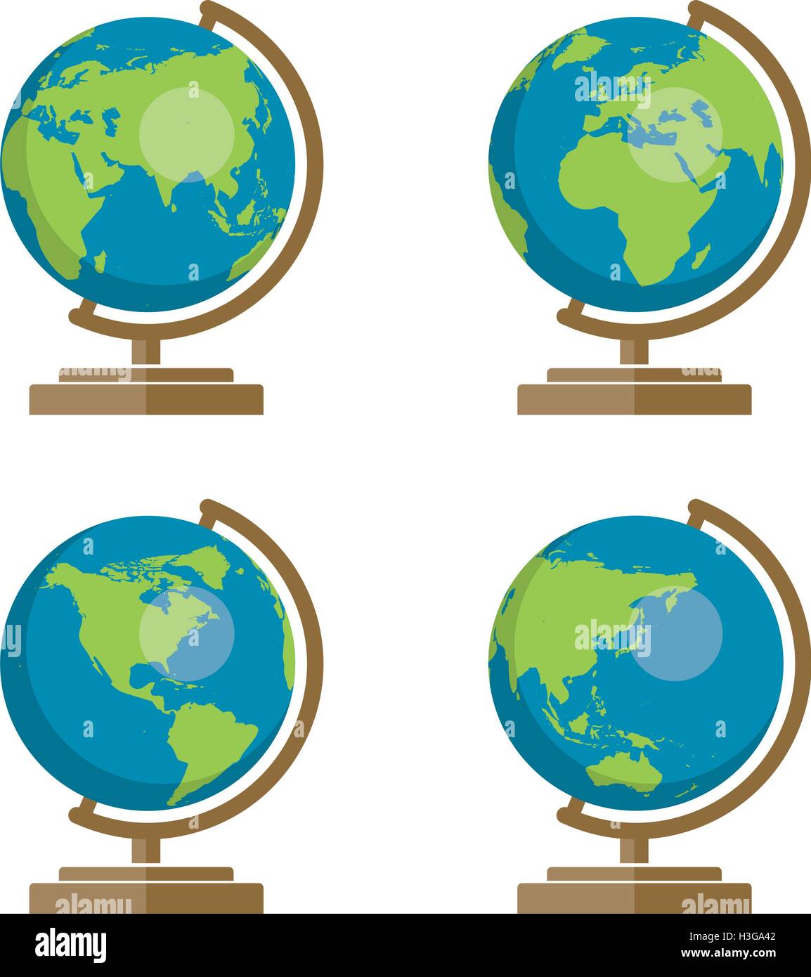 Vector collection de globes de la terre de l'école d'icônes pour la géographie illustration Illustration de Vecteur