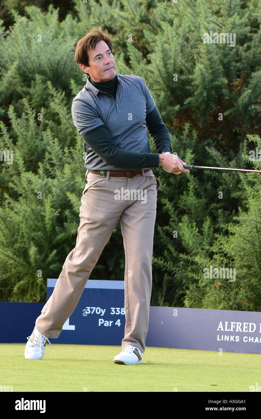 St Andrews, Écosse, Royaume-Uni, 08, octobre 2016. L'acteur américain Kyle MacLachlan au début de son troisième tour de l'Alfred Dunhill Links Championship, Crédit : Ken Jack / Alamy Live News Banque D'Images