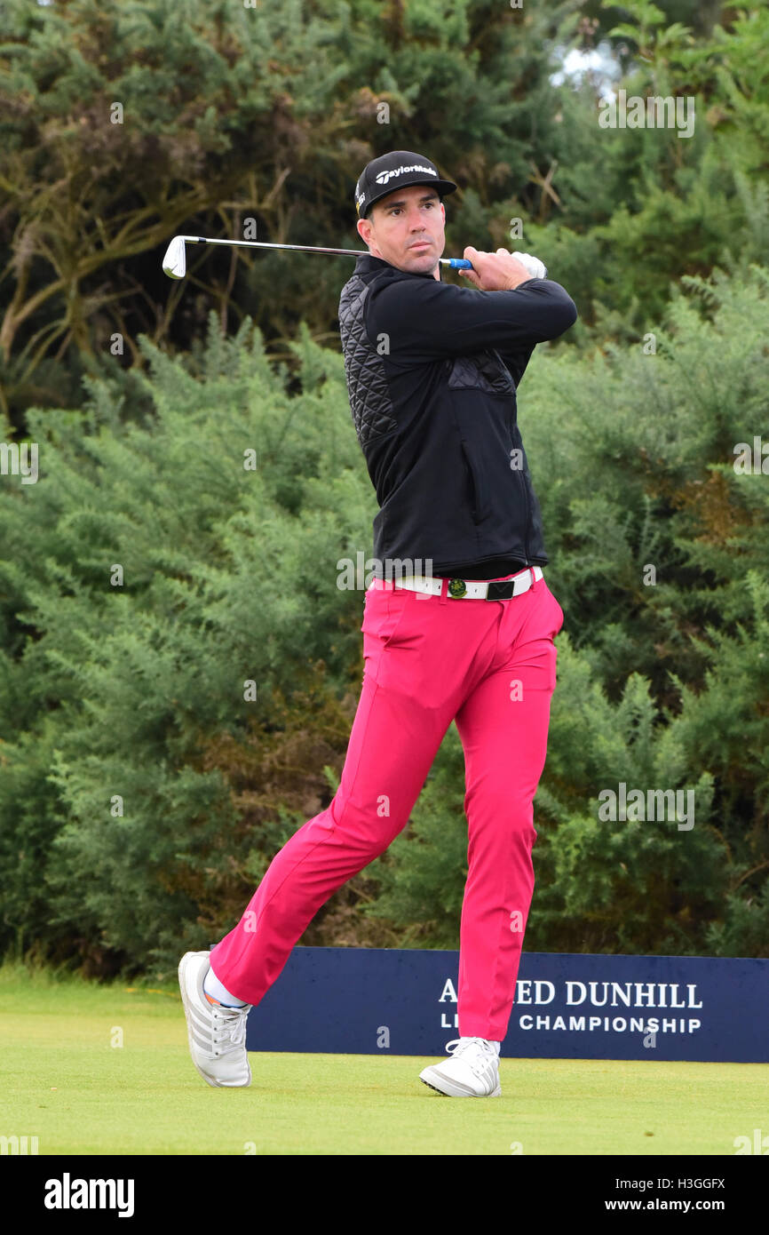 St Andrews, Écosse, Royaume-Uni, 08, octobre 2016. Cricketer Kevin Pietersen au début de son troisième tour de l'Alfred Dunhill Links Championship, Crédit : Ken Jack / Alamy Live News Banque D'Images