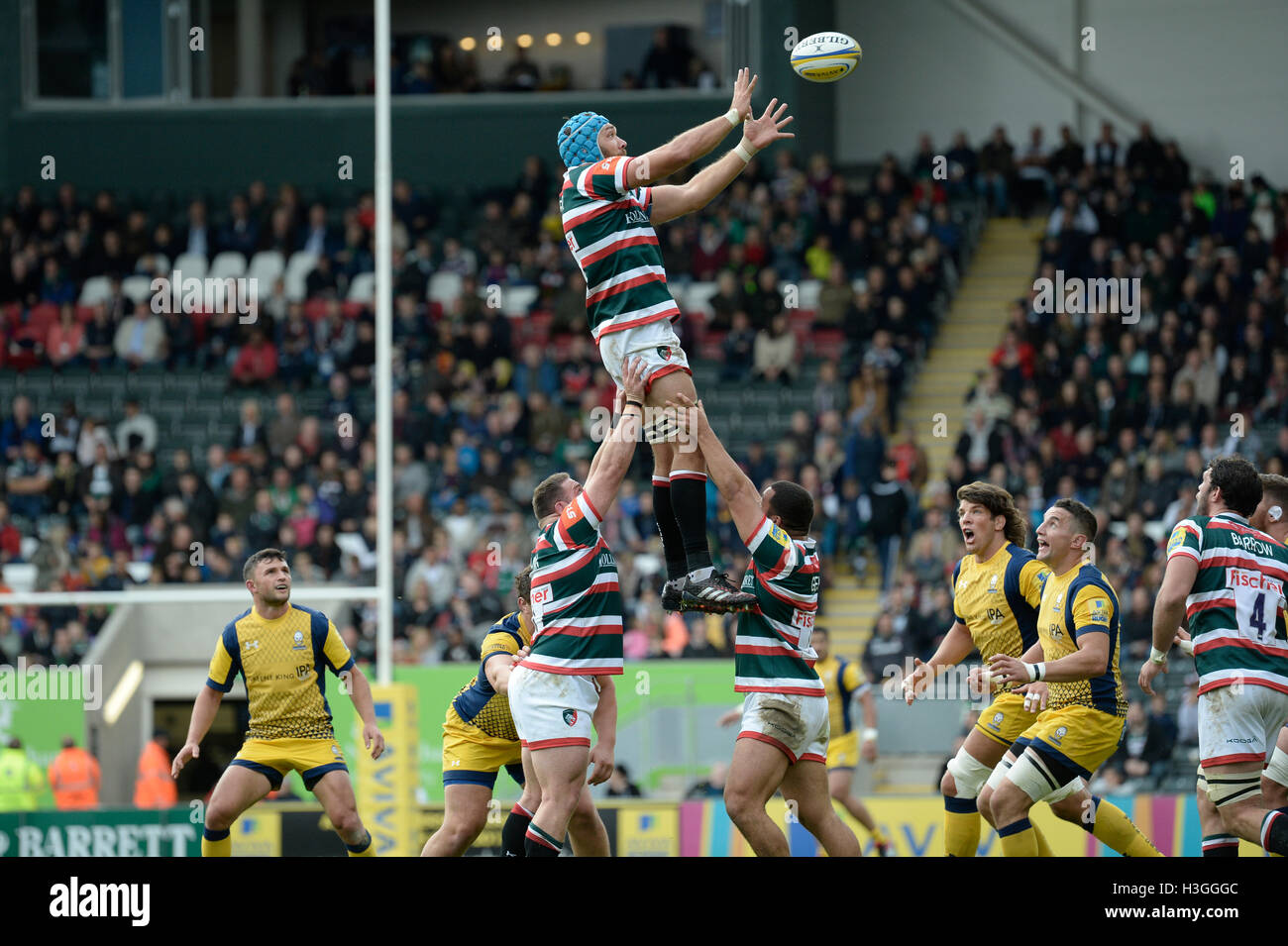 Leicester, Royaume-Uni. 05Th Oct, 2016. Leicester Tigers vs Worcester Warriors, Welford Road, 08/10/2016. Hors ligne a gagné pour le tigre. Crédit : Tom Flynn/Alamy Live News Banque D'Images