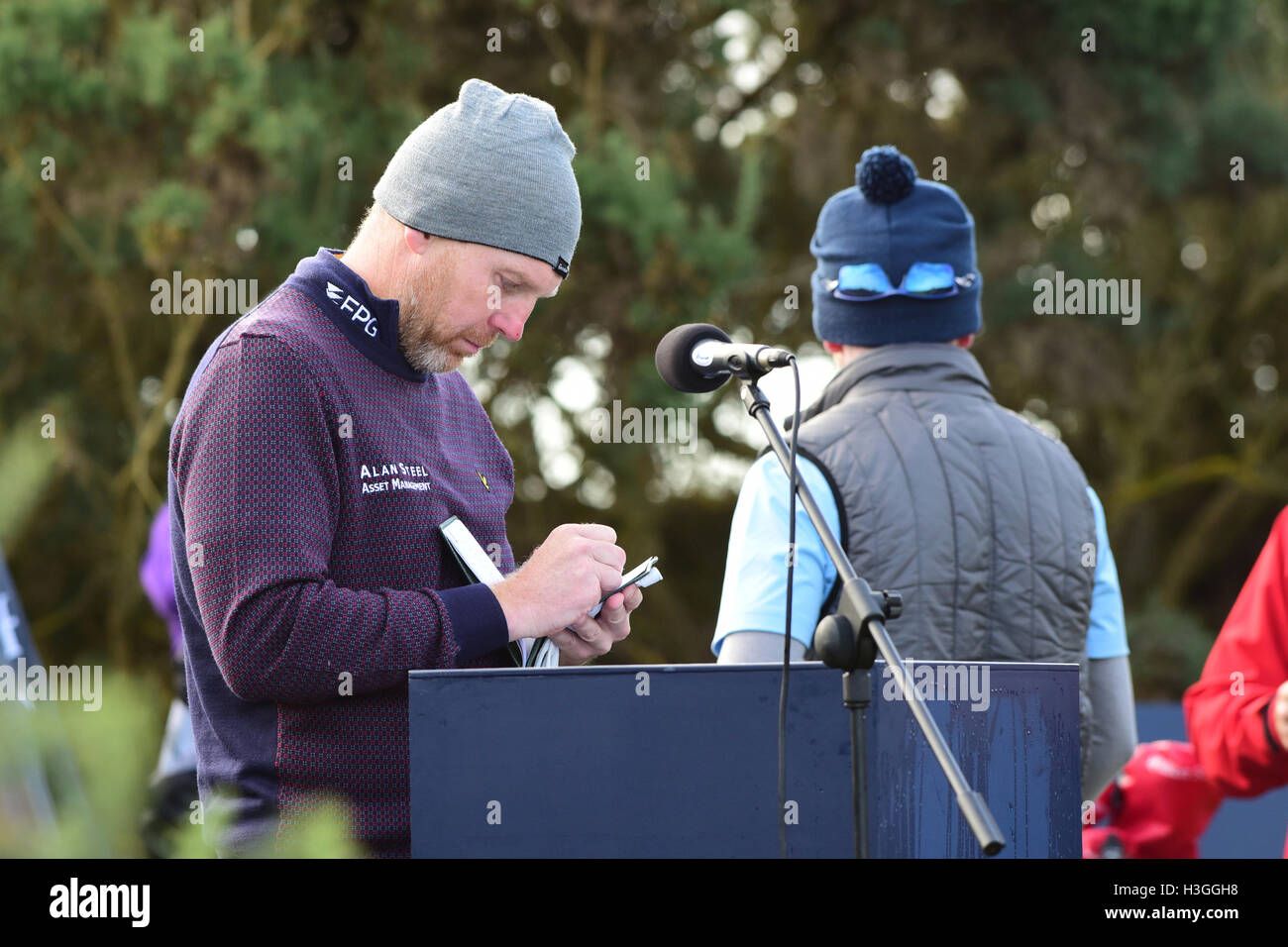St Andrews, Écosse, Royaume-Uni, 08, octobre 2016. Pro Golf Stephen Gallacher au début de son troisième tour de l'Alfred Dunhill Links Championship, Crédit : Ken Jack / Alamy Live News Banque D'Images