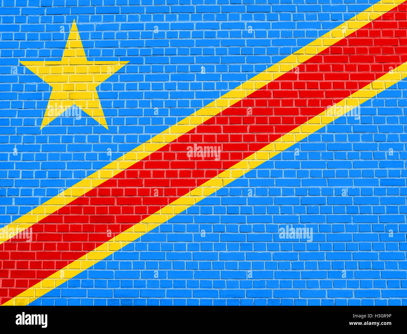 DR Congo drapeau officiel national. Symbole patriotique africaine, bannière, élément, arrière-plan. Drapeau de la République démocratique du Congo Banque D'Images