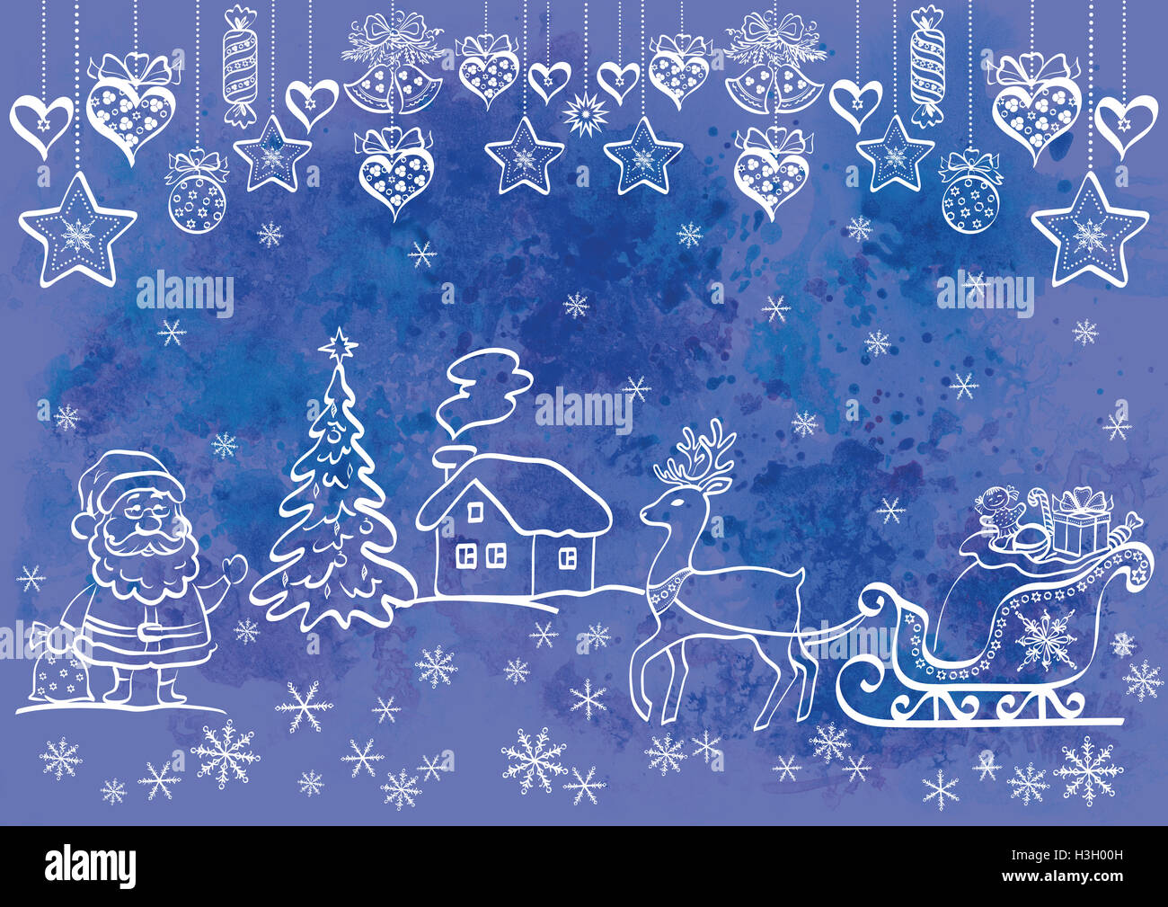 Maison de fond de Noël Banque D'Images