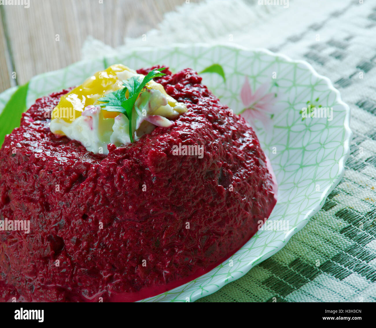 Tartare de betterave close up . Cuisine française Banque D'Images