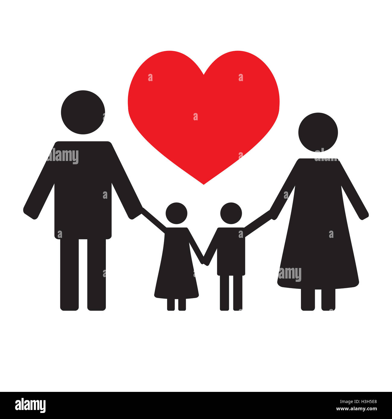 Famille Heureuse L Amour Silhouette De La Famille Et Des Enfants De L Amour Vector Illustration Photo Stock Alamy