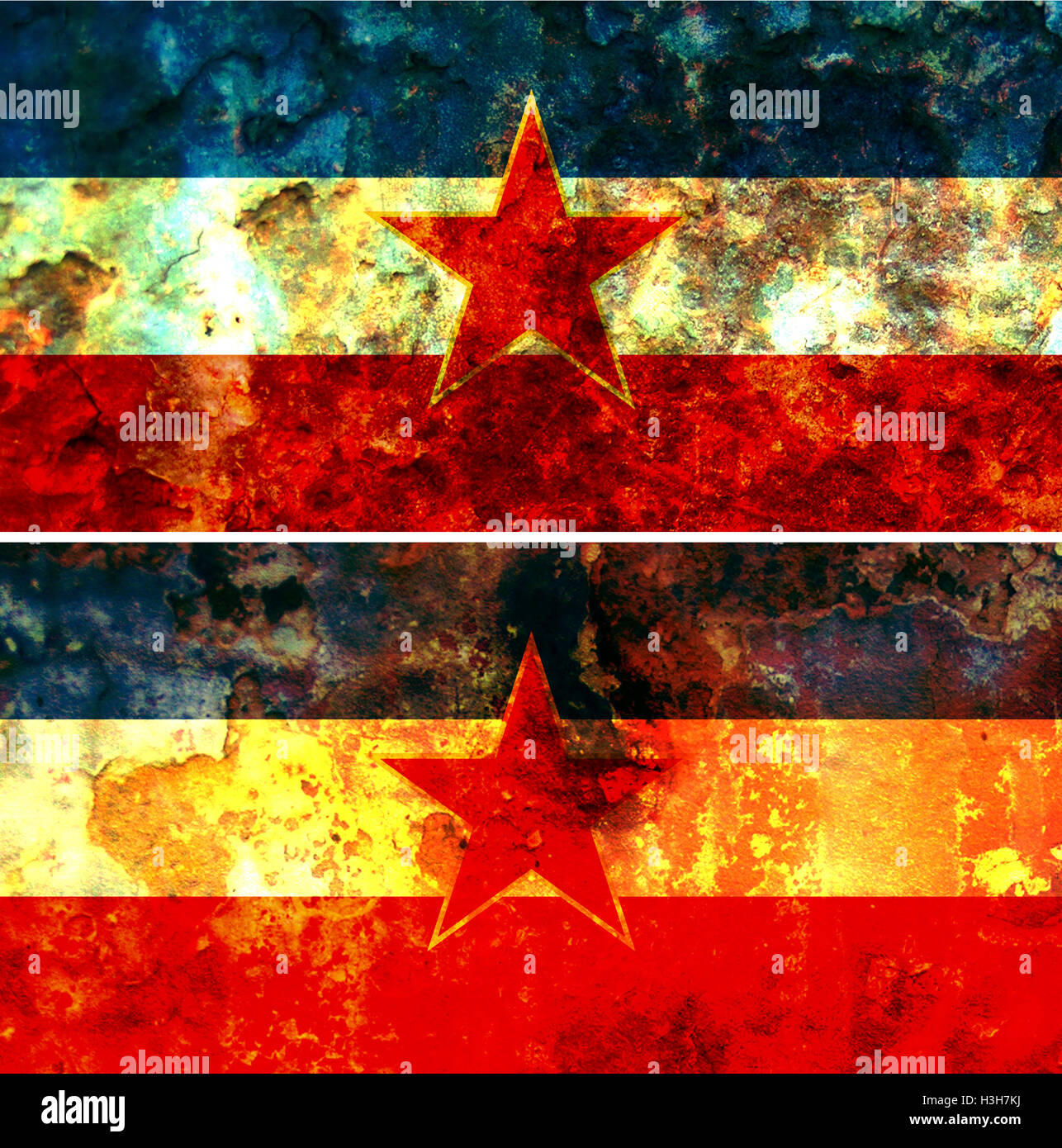 Quelques vieux grunge flag de Yougoslavie Banque D'Images