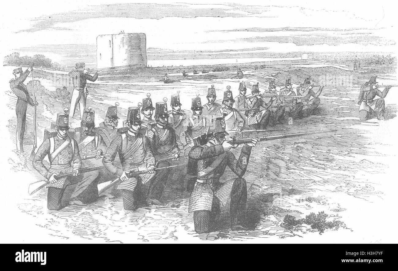 Les armes légères KENT School Corps Hythe Mousqueterie School 1855. Illustrated London News Banque D'Images