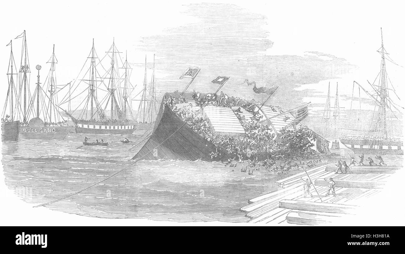 Un Ship-Launch YORKS désastre à Hull, 1854. Illustrated London News Banque D'Images