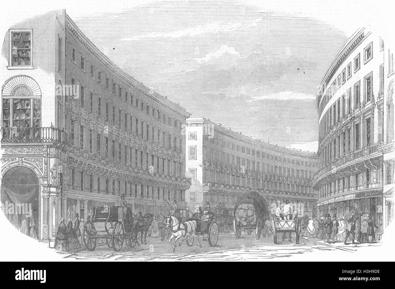 LONDON Regent's Quadrant de Pincourt St 1848. Illustrated London News Banque D'Images