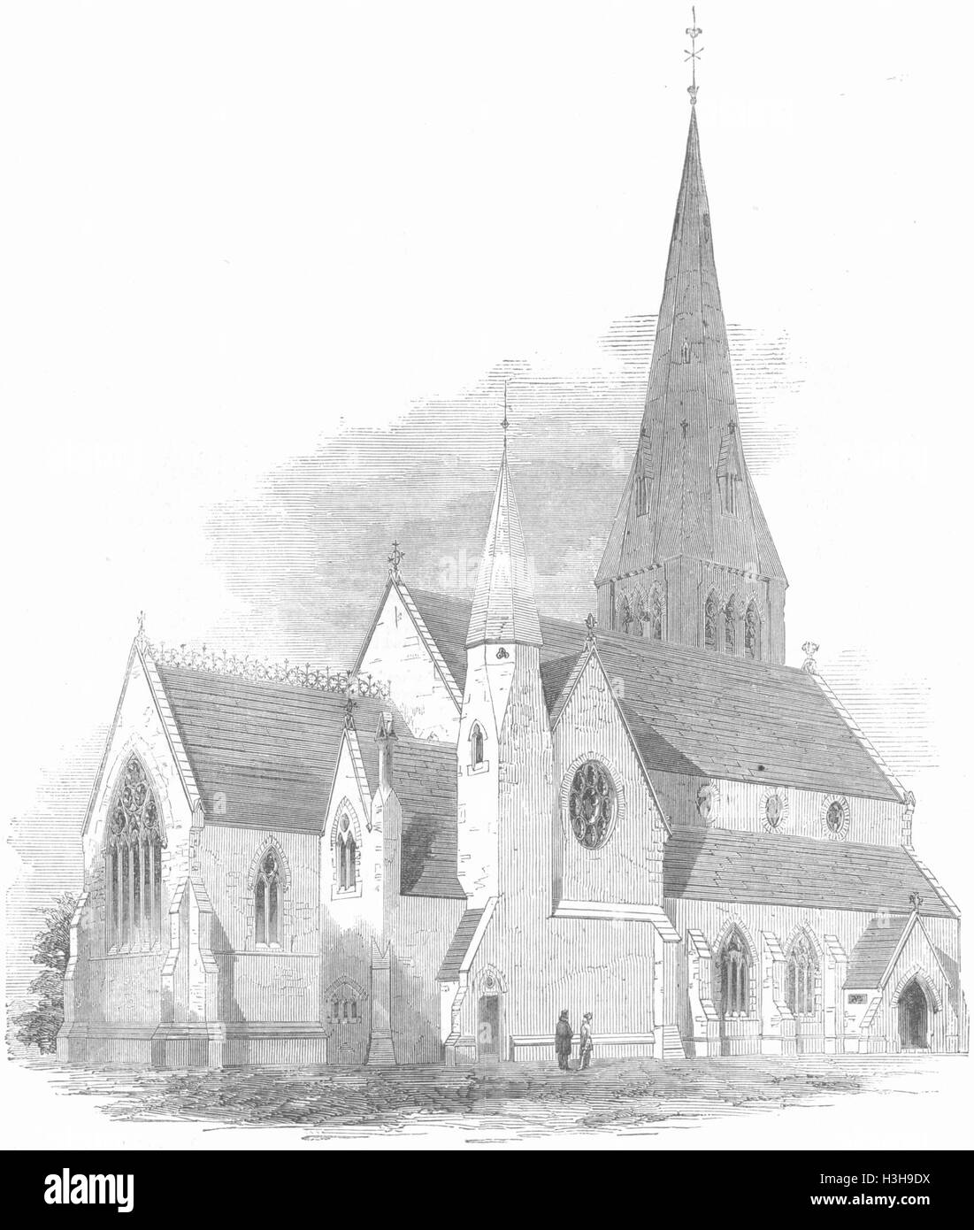 Pays de Galles l'église St Marc, Wrexham 1858. Illustrated London News Banque D'Images