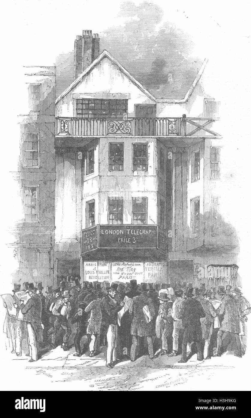 Londres ruée vers les quotidiens en 1848. Illustrated London News Banque D'Images