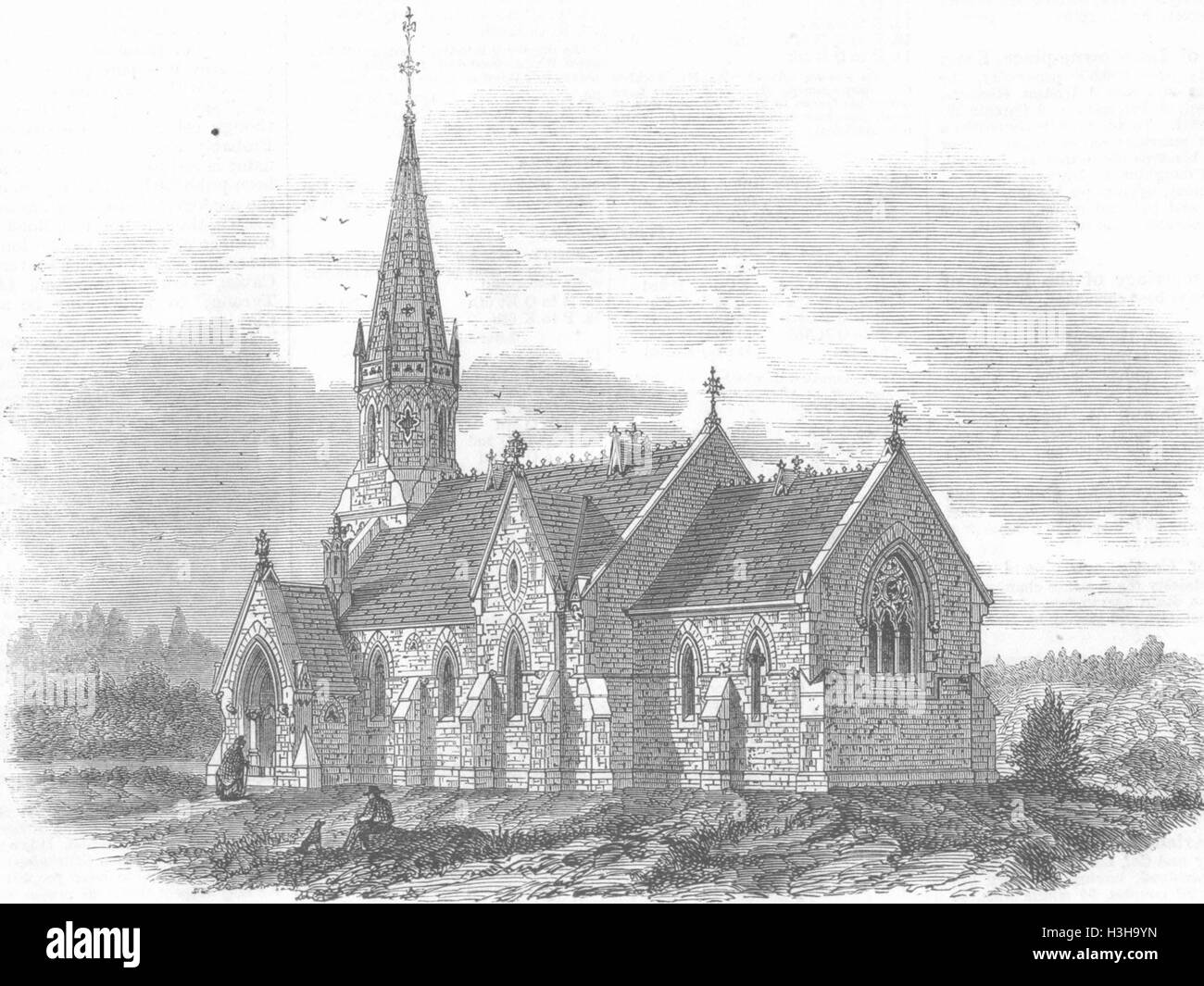 LINCS Memorial Church, Hanworth, Lincolnshire 1863. Illustrated London News Banque D'Images