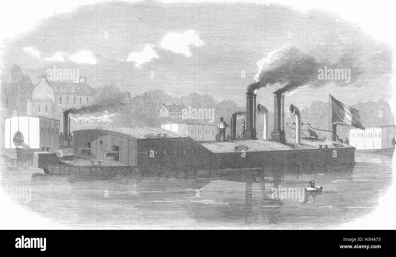 FRANCE Guerre franco-prussienne canonnière, Seine, Paris 1870. Illustrated London News Banque D'Images