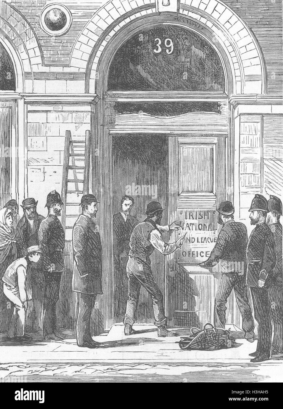 Prendre DUBLIN plaque off land au bureau de la ligue 1881. Le graphique Banque D'Images