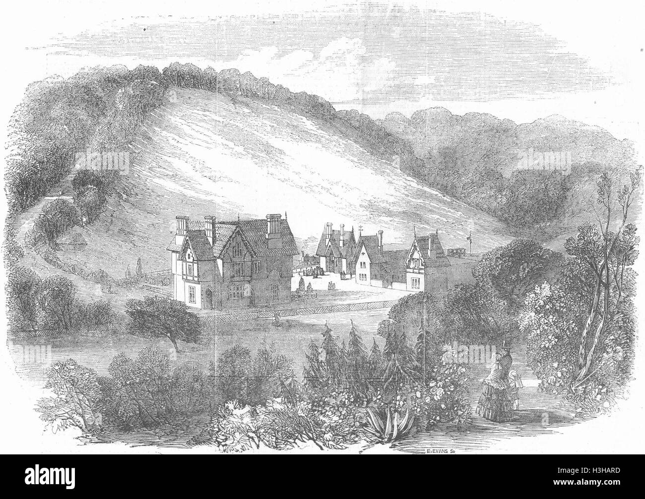 La station de chemin de fer, Caterham SURREY & Hotel 1856. Illustrated London News Banque D'Images