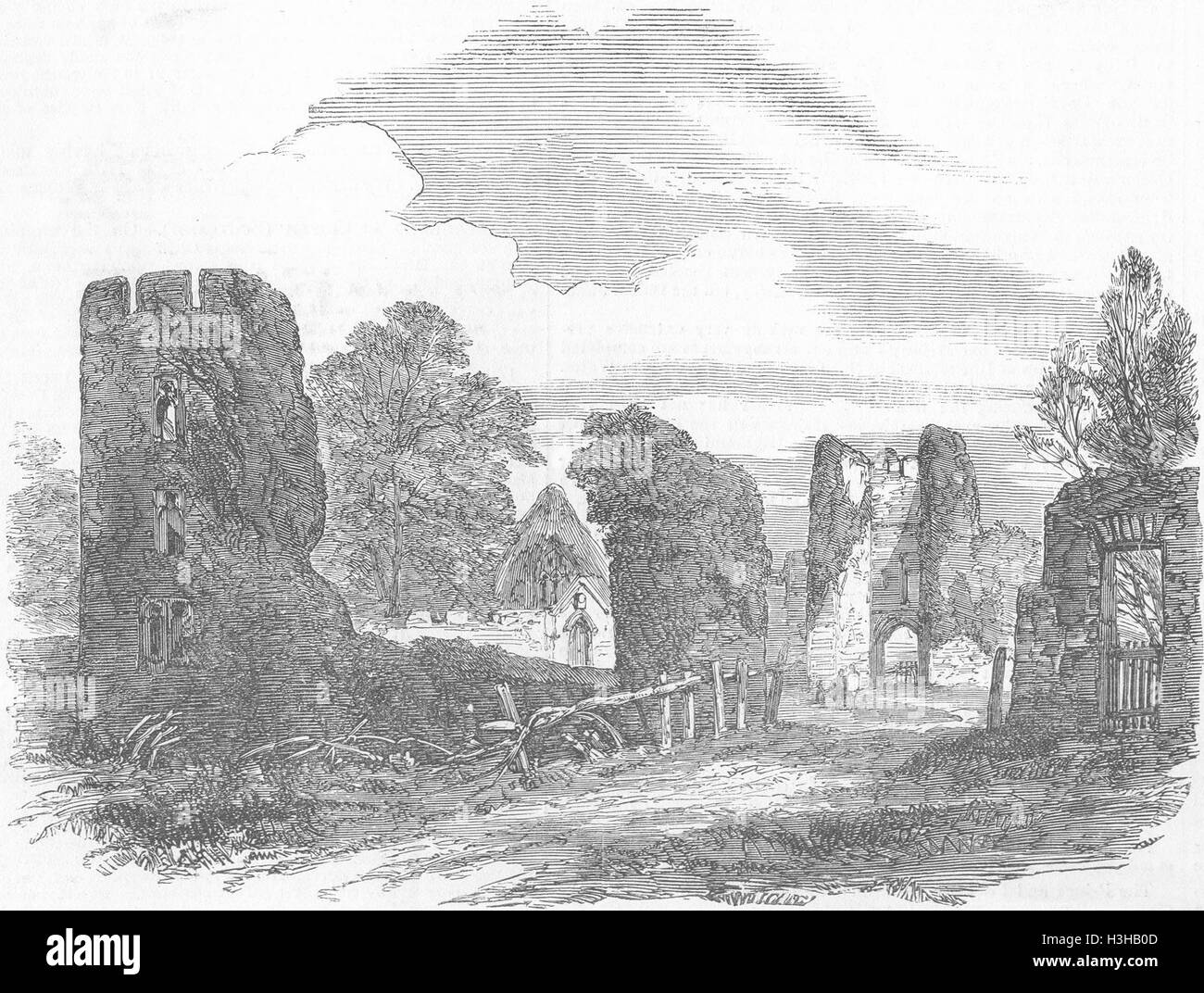 Ruines du château SOMT Farleigh-Hungerford 1852. Illustrated London News Banque D'Images