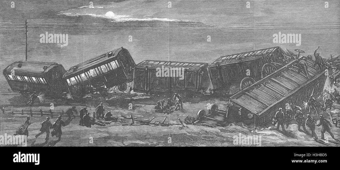 Accident ferroviaire près de Chelmsford SOMT 1877. Le graphique Banque D'Images