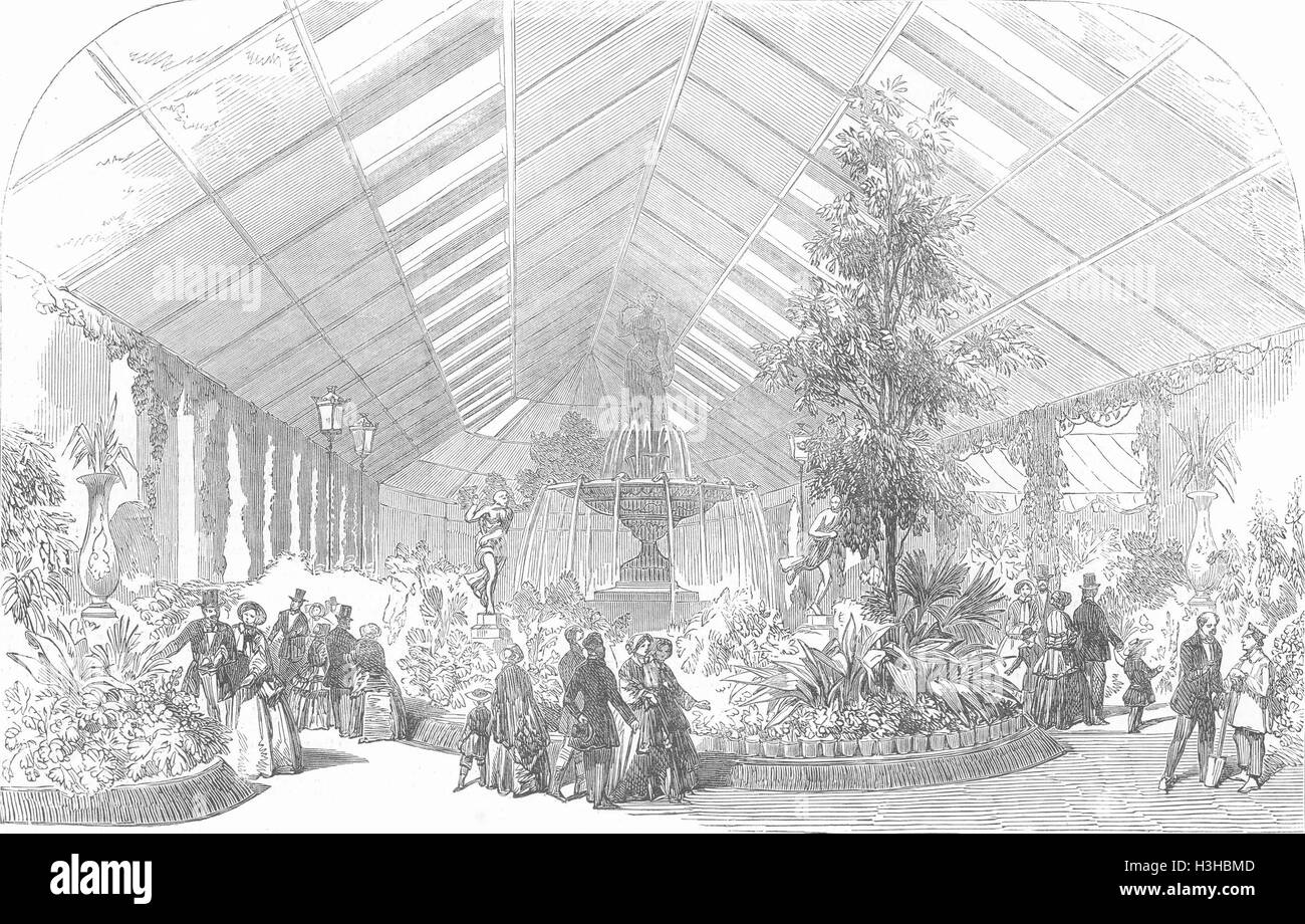 FRANCE Flower show, Champs Elysées, Paris 1852. Illustrated London News Banque D'Images