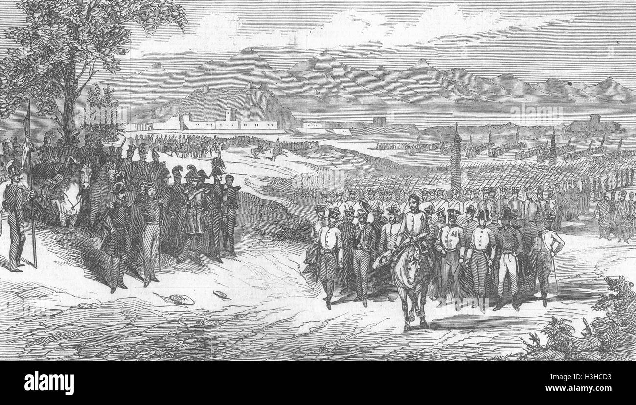 Italie Les troupes autrichiennes laissant Peschiera 1848. Illustrated London News Banque D'Images