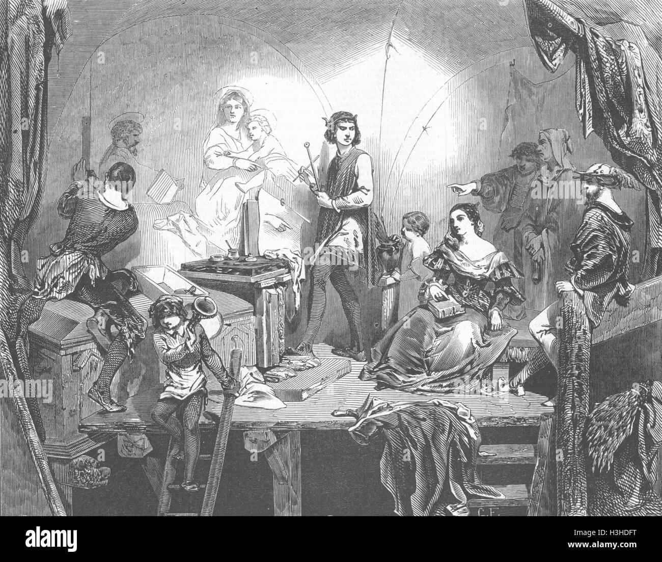 ANDREA DEL SARTO Peinture fresque Madonna Sacco 1847. Illustrated London News Banque D'Images