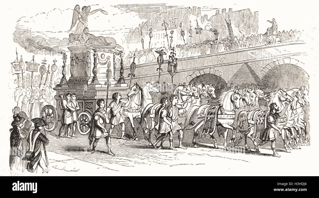 Les restes de Voltaire transférées au Panthéon. Banque D'Images