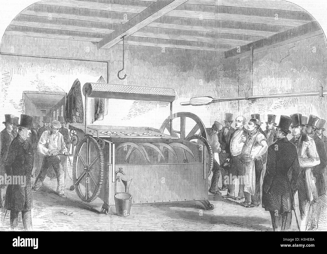 Machine à pain MARYLEBONE workhouse, 1858. Illustrated London News Banque D'Images