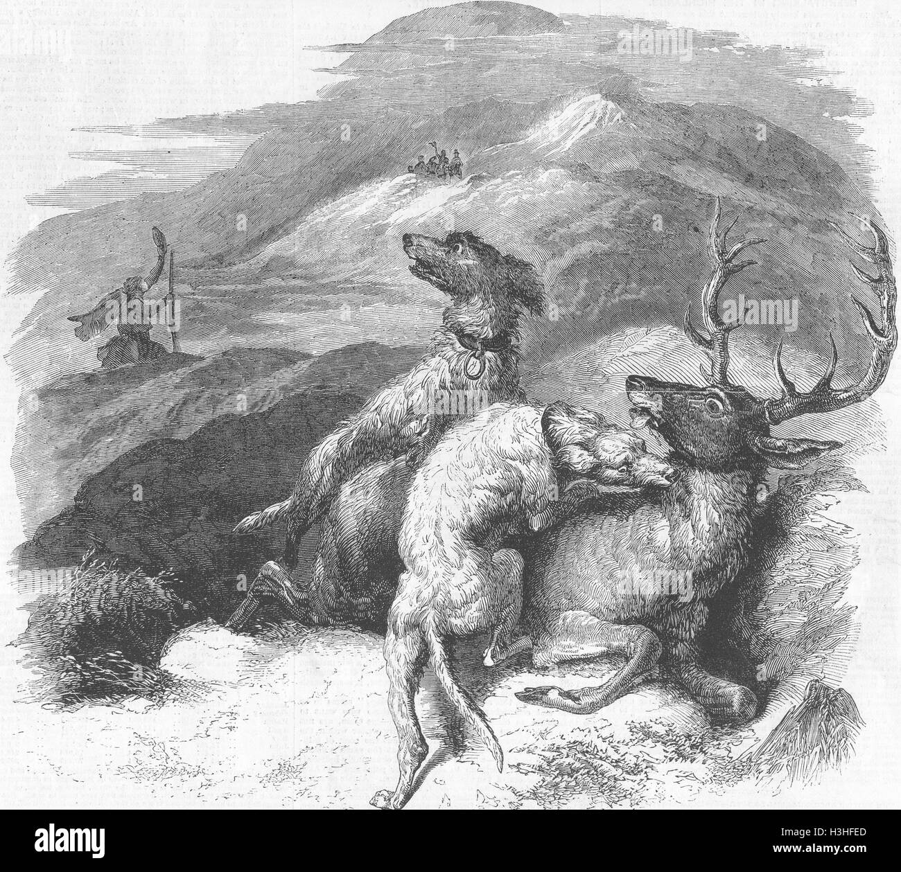 Deerstalking cerf dans les highlands 1863. Illustrated Times Banque D'Images