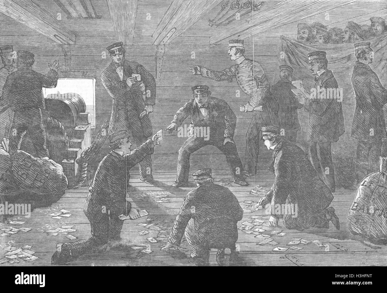 Les paysages marins de poste le HMS Duke of Wellington 1854. Illustrated London News Banque D'Images