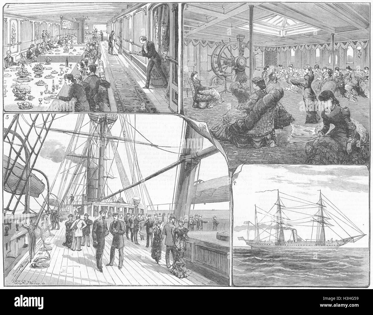 WORLD Yacht Interiors 1881 ronde. Le graphique Banque D'Images