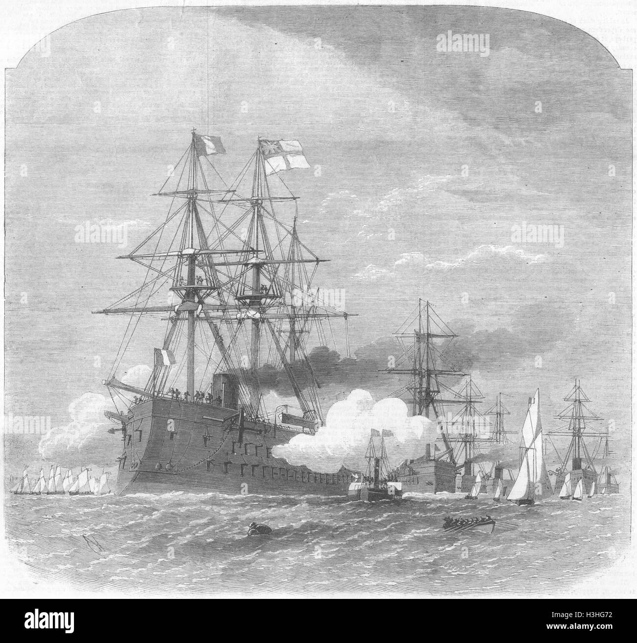 PORTSMOUTH Naval Français Solferino 1865 Fête du salut. Illustrated London News Banque D'Images